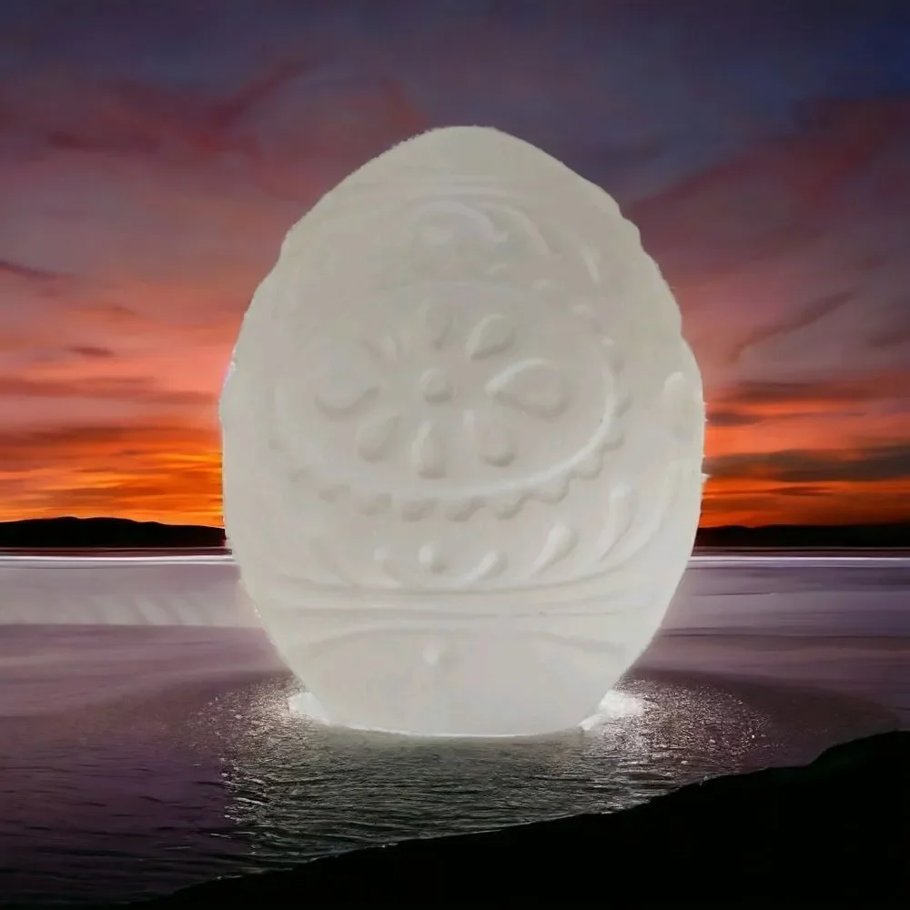 Goebel Annual Crystal Egg Oval Decorated Etched Glass Vintage 1979 Frosted Retro